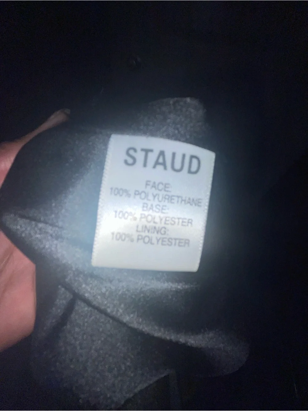 STAUD Black Dill Faux Leather Puff-Sleeve Buttoned Top M